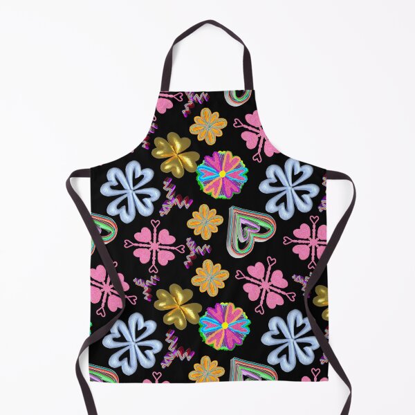 Item preview, 3D Colorful Hearts and Flowers Black Background / Valentines Hearts Repeating Pattern designed and sold by Victoria Rose.