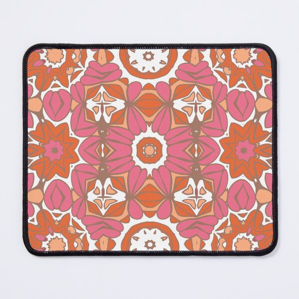 Item preview, Geometric pattern in warm orange and peach tones with floral motifs 15 designed and sold by AneissPiaf.