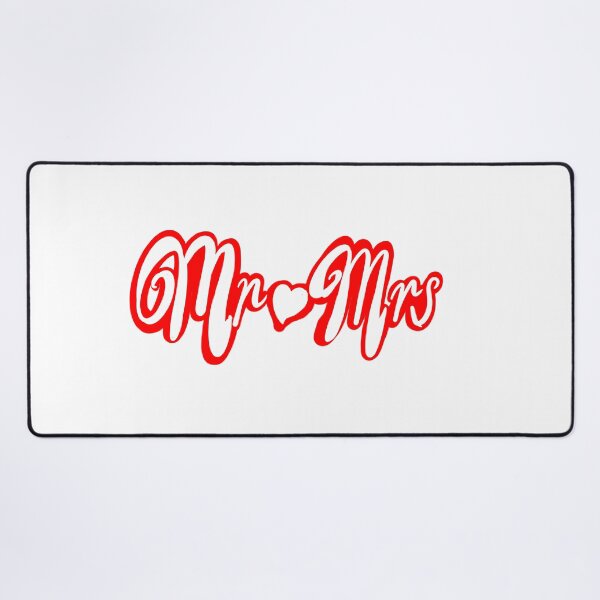 Item preview, Mr Mrs mister mistress for wedding anniversary newly wed Valentine’s Day wife husband, couple. Romantic White cursive text on red background with love heart designed and sold by Artonmytee.