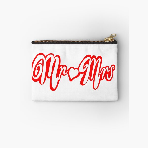 Item preview, Mr Mrs mister mistress for wedding anniversary newly wed Valentine’s Day wife husband, couple. Romantic White cursive text on red background with love heart designed and sold by Artonmytee.