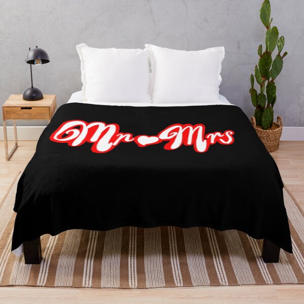 Item preview, Mr Mrs mister mistress for wedding anniversary newly wed Valentine’s Day wife husband, couple. Romantic White cursive text on red background with love heart designed and sold by Artonmytee.
