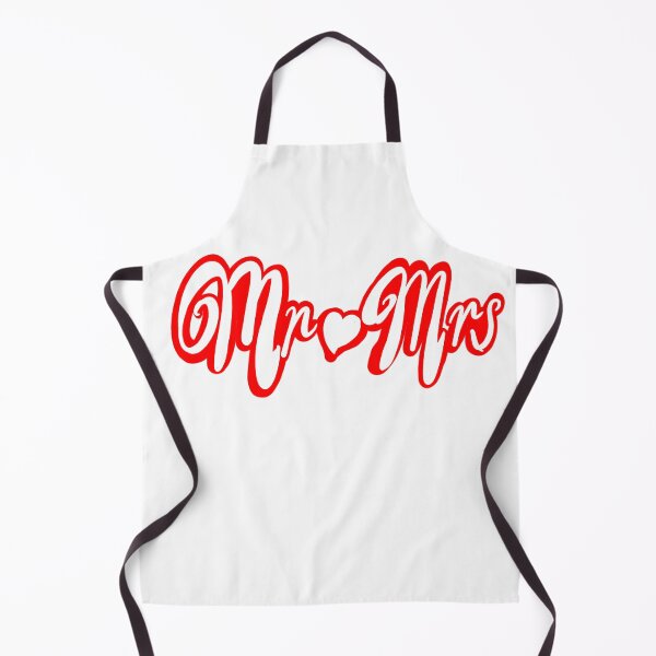Item preview, Mr Mrs mister mistress for wedding anniversary newly wed Valentine’s Day wife husband, couple. Romantic White cursive text on red background with love heart designed and sold by Artonmytee.