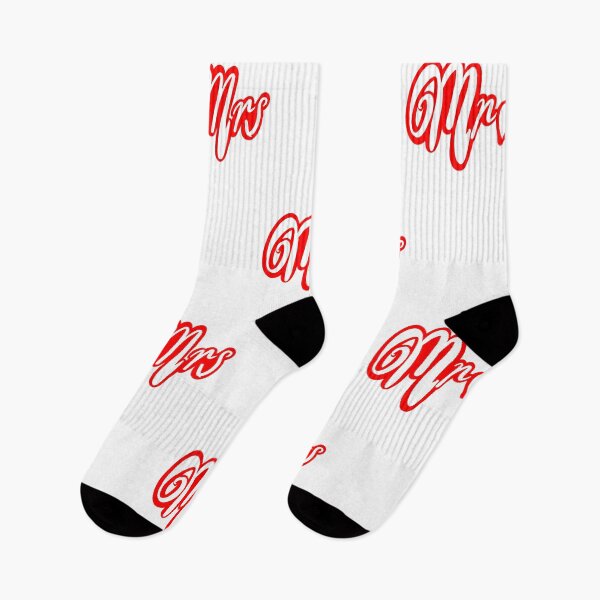 Item preview, Mr Mrs mister mistress for wedding anniversary newly wed Valentine’s Day wife husband, couple. Romantic White cursive text on red background with love heart designed and sold by Artonmytee.