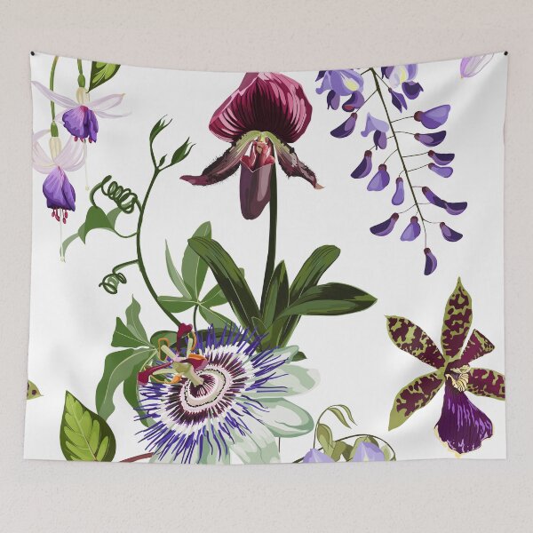 Item preview, Watercolor style exotic violet flowers seamless pattern designed and sold by MatyKotiv.