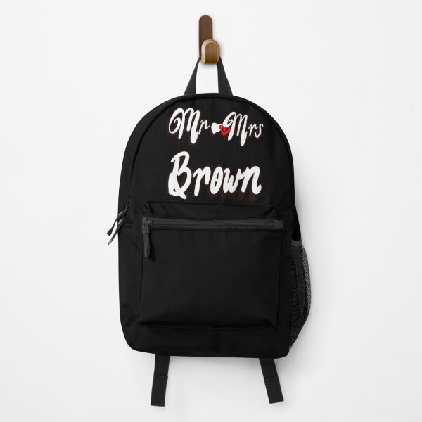 Item preview, Mr Mrs Brown Personalised mister mistress for wedding anniversary newly wed Valentine’s Day wife husband, couple. Romantic White cursive text on black background with love heart designed and sold by Artonmytee.