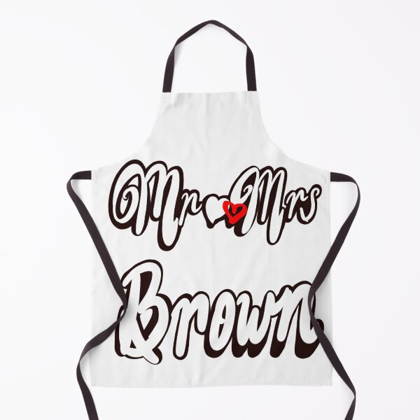 Item preview, Mr Mrs Brown Personalised mister mistress for wedding anniversary newly wed Valentine’s Day wife husband, couple. Romantic White cursive text on black background with love heart designed and sold by Artonmytee.