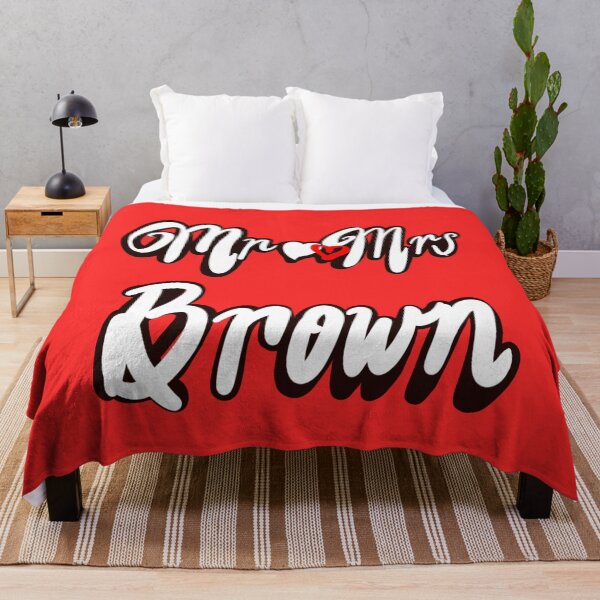Item preview, Mr Mrs Brown Personalised mister mistress for wedding anniversary newly wed Valentine’s Day wife husband, couple. Romantic White cursive text on black background with love heart designed and sold by Artonmytee.