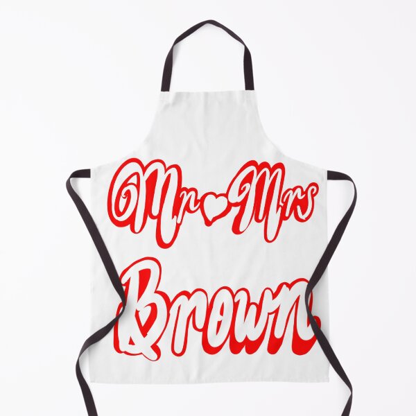 Item preview, Mr Mrs Brown Personalised mister mistress for wedding anniversary newly wed Valentine’s Day wife husband, couple. Romantic White cursive text on red background with love heart designed and sold by Artonmytee.