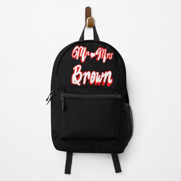 Item preview, Mr Mrs Brown Personalised mister mistress for wedding anniversary newly wed Valentine’s Day wife husband, couple. Romantic White cursive text on red background with love heart designed and sold by Artonmytee.