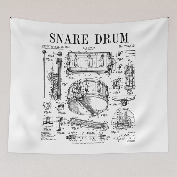 Item preview, Snare Drum Drummer Percussion Vintage Patent Drums Musician designed and sold by GrandeDuc.