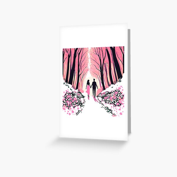 Item preview, couple in the pink forest happy valentines day  designed and sold by Rainbow Paws Garden.