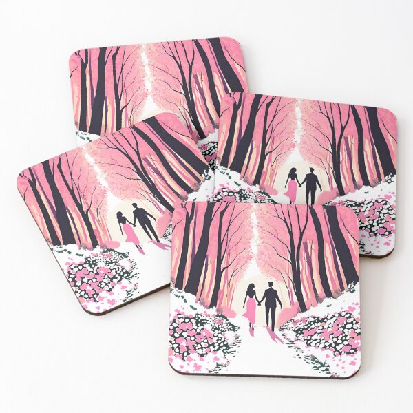Item preview, couple in the pink forest happy valentines day  designed and sold by Rainbow Paws Garden.