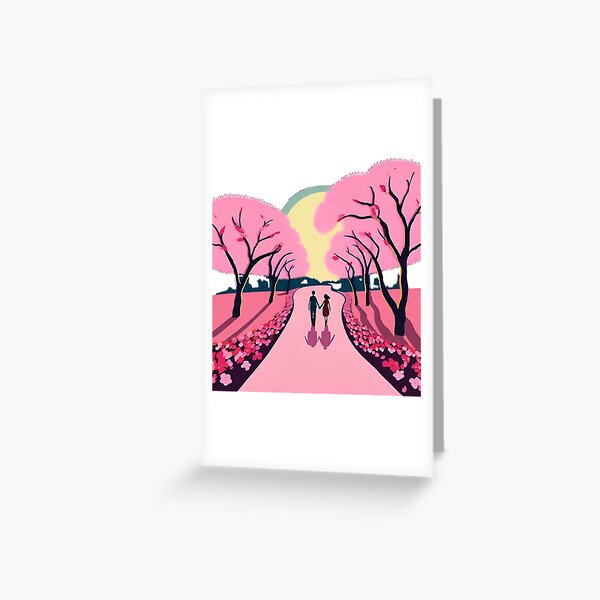 Item preview, couple in the pink landscape happy valentines day  designed and sold by Rainbow Paws Garden.