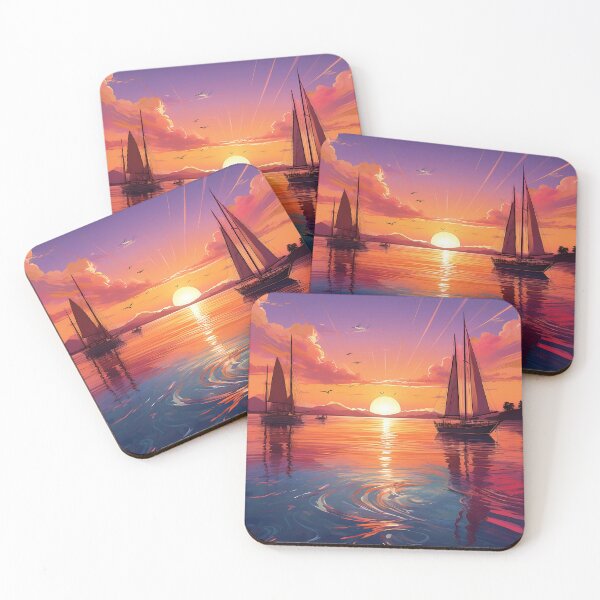 Item preview, Sunset Sailing Scene – Vibrant Ocean Landscape designed and sold by RaiyaTees.
