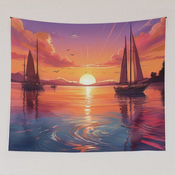 Item preview, Sunset Sailing Scene – Vibrant Ocean Landscape designed and sold by RaiyaTees.