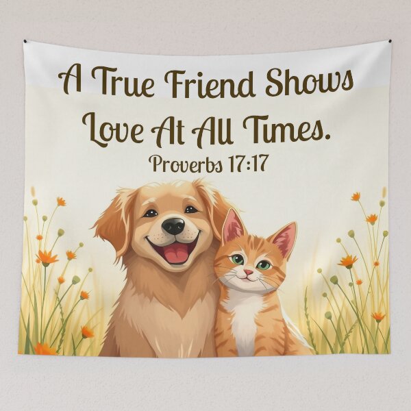 Item preview, A true friend shows love at all times. Proverbs 17:17 (Dog & Cat)  designed and sold by svarupa.