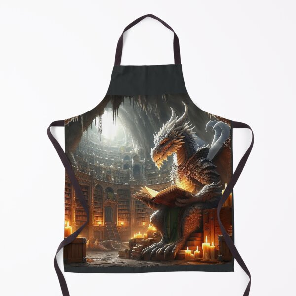 Item preview, Fantasy Dragon Reads Books in Library Goth Magic Dungeon Candlelight Myth DND, Horror, Gothic,Bookish Nerd designed and sold by TheTimeTaxi.