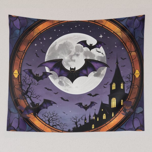 Item preview, Halloween Celestial Bats Print, Faux Spooky Moon and Stars Design designed and sold by PixelStoneDesign .
