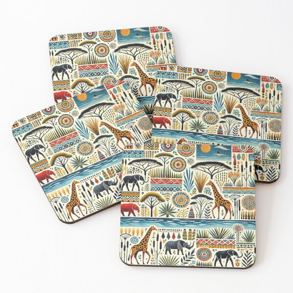 Item preview, Giraffe in African Ethnic Colors designed and sold by WildlifeSafari.