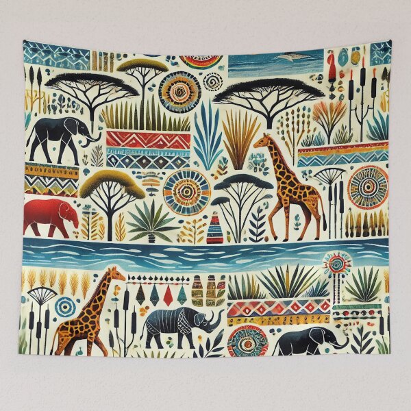 Item preview, Giraffe in African Ethnic Colors designed and sold by WildlifeSafari.