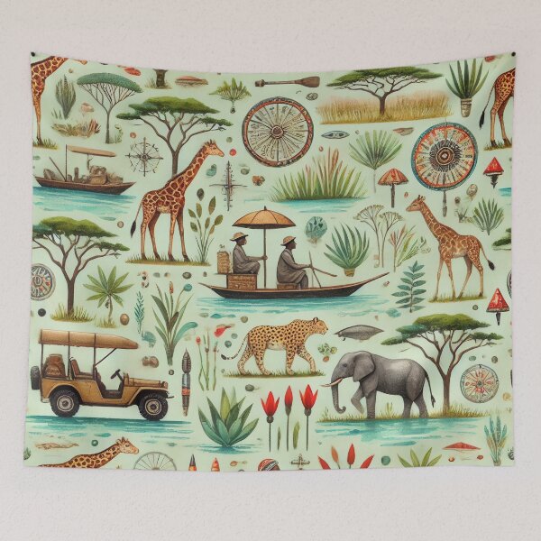 Item preview, Ethnic Giraffe Safari Landscape designed and sold by WildlifeSafari.