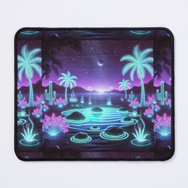 Item preview, Neon Desert Oasis: A Cosmic Landscape of Glowing Wonders designed and sold by Meta2Physical.