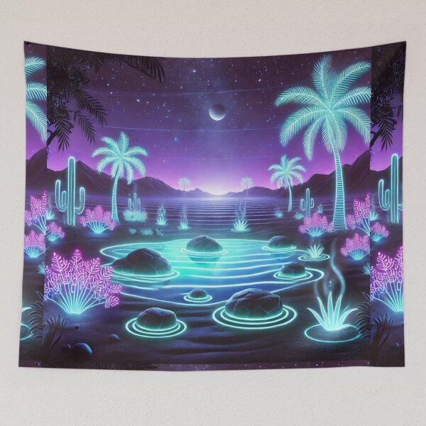 Item preview, Neon Desert Oasis: A Cosmic Landscape of Glowing Wonders designed and sold by Meta2Physical.