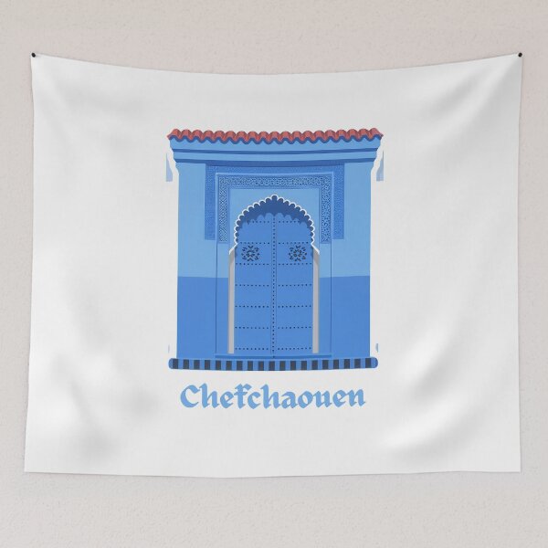 Item preview, Chefchaouen Blue Door Moroccan Architecture Design designed and sold by VisualArtsOasis.