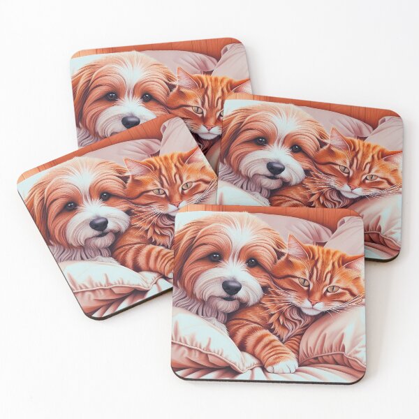 Item preview, "Cozy Valentine: Dog and Cat Friendship Art – A Perfect Gift for Animal  designed and sold by RoadMail.