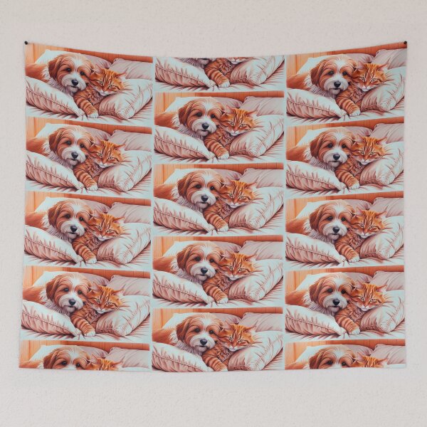 Item preview, "Cozy Valentine: Dog and Cat Friendship Art – A Perfect Gift for Animal  designed and sold by RoadMail.