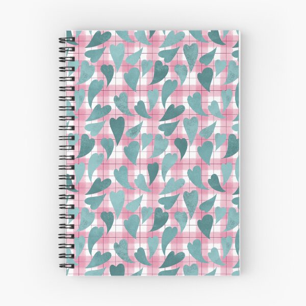 Item preview, Teal Hearts on Pink Gingham - Valentine’s Day Pattern designed and sold by AnnikaisDrawing.