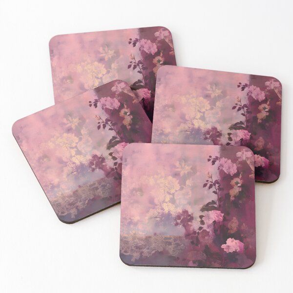 Item preview, Romantic Vintage Floral Lace - Abstract Burgundy and Pink Artwork designed and sold by lemonjam.