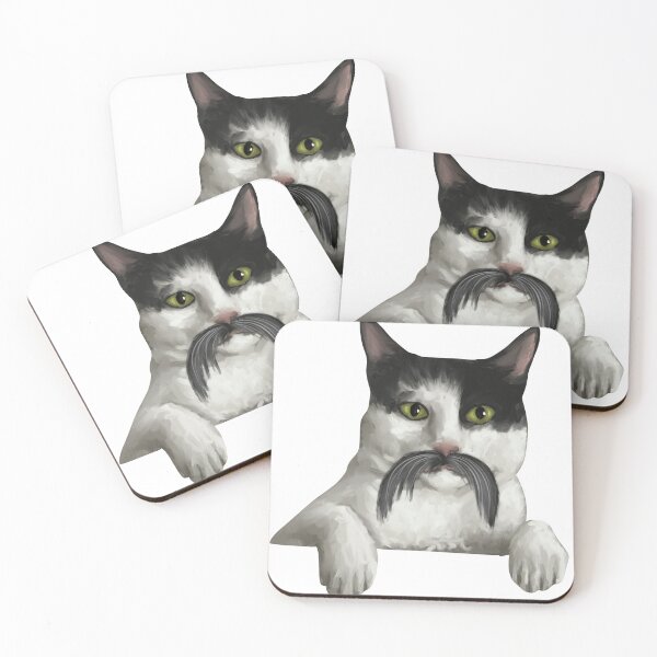 Item preview, Black and white cat, with a moustache! designed and sold by Pocket Doodle Stickers.