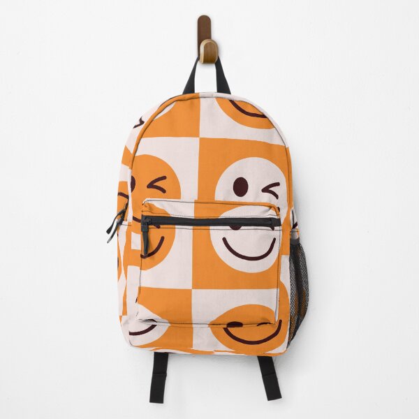 Item preview, Checkered Winking Face on Orange and White Checkerboards designed and sold by Yasminepatterns .
