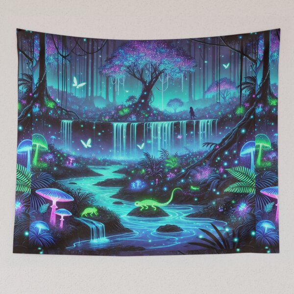 Item preview, The Glowing Jungle: A Bioluminescent Paradise of Waterfalls and Wildlife designed and sold by Meta2Physical.