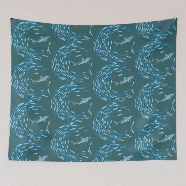 Item preview, school of fish and shark designed and sold by ericrautenbach.