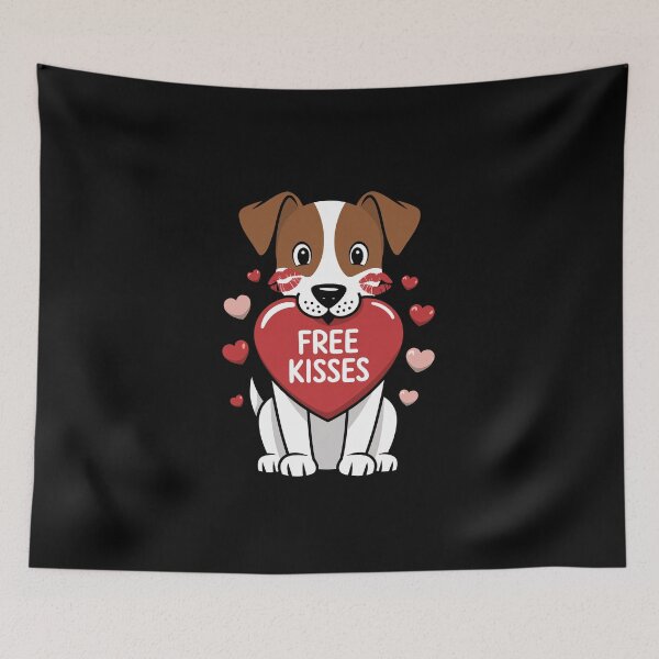 Item preview, Cute Jack Russel Dog Valentines Day Heart Free Kisses designed and sold by FurryHavenPH.
