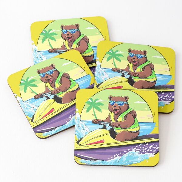 Item preview, neon bear on a jetski designed and sold by ericrautenbach.