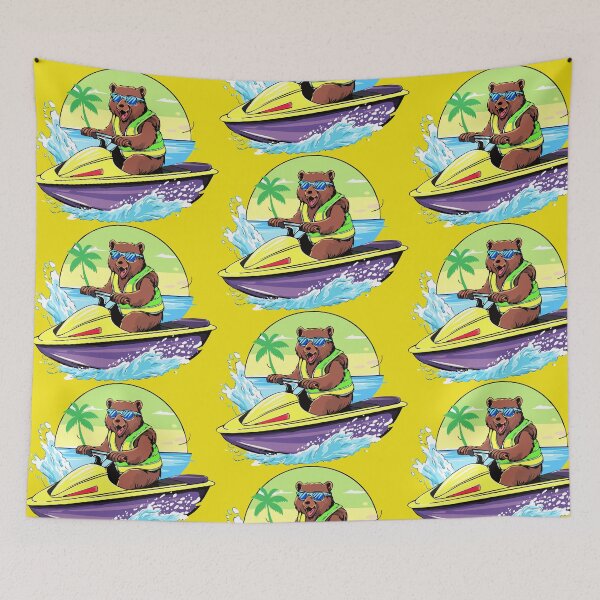 Item preview, neon bear on a jetski designed and sold by ericrautenbach.