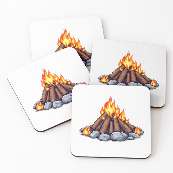 Item preview, A vibrant campfire. It's built atop a bed of grayish-white stones, with logs arranged in a pyramid-like structure. designed and sold by artumbre.