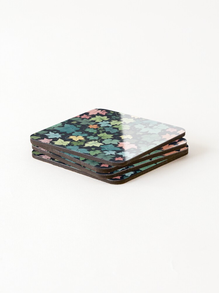 Thumbnail 4 of 5, Coasters (Set of 4), Colorful Ivy Pattern designed and sold by AbstractIdeas.