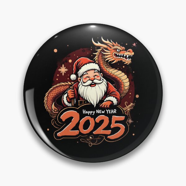 Item preview, Happy New Year 2025: Santa Claus with Golden Dragon Illustration designed and sold by Nihonify.