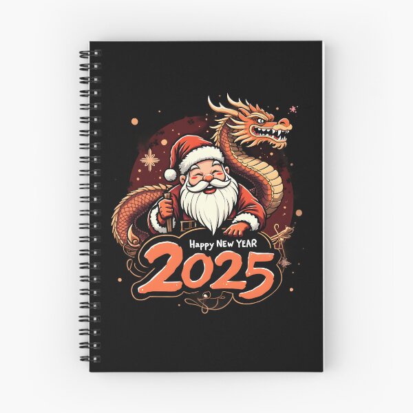 Item preview, Happy New Year 2025: Santa Claus with Golden Dragon Illustration designed and sold by Nihonify.