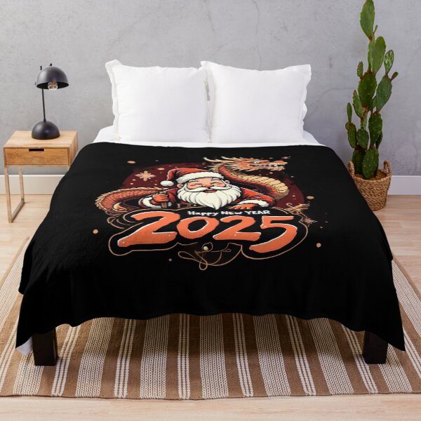 Item preview, Happy New Year 2025: Santa Claus with Golden Dragon Illustration designed and sold by Nihonify.