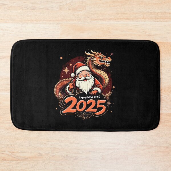 Item preview, Happy New Year 2025: Santa Claus with Golden Dragon Illustration designed and sold by Nihonify.