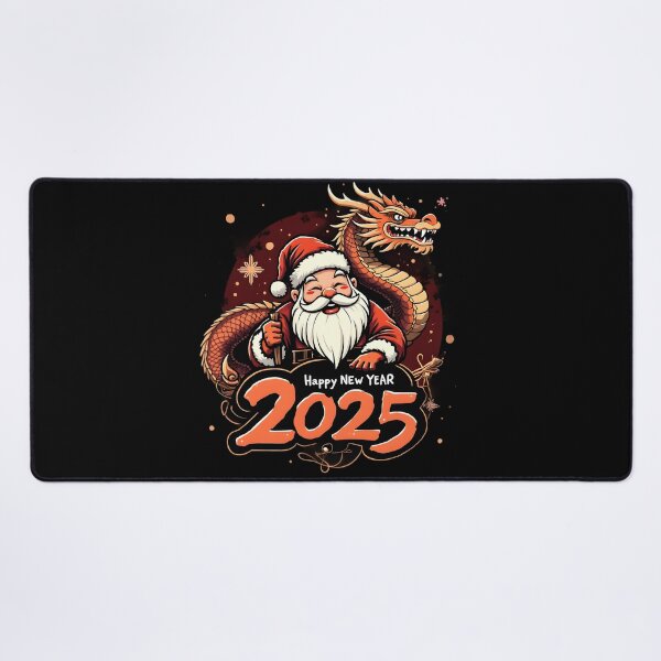 Item preview, Happy New Year 2025: Santa Claus with Golden Dragon Illustration designed and sold by Nihonify.