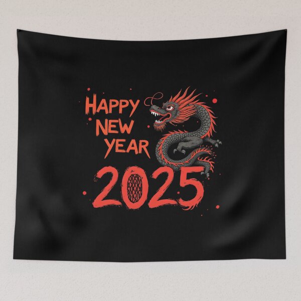 Item preview, Happy New Year 2025: Red and Black Dragon Illustration designed and sold by Nihonify.