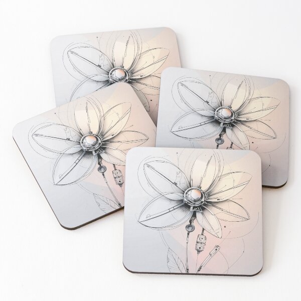 Item preview, Futuristic Tech Flower Illustration – Minimalist Sci-Fi Floral Design designed and sold by NatashaSokolova.