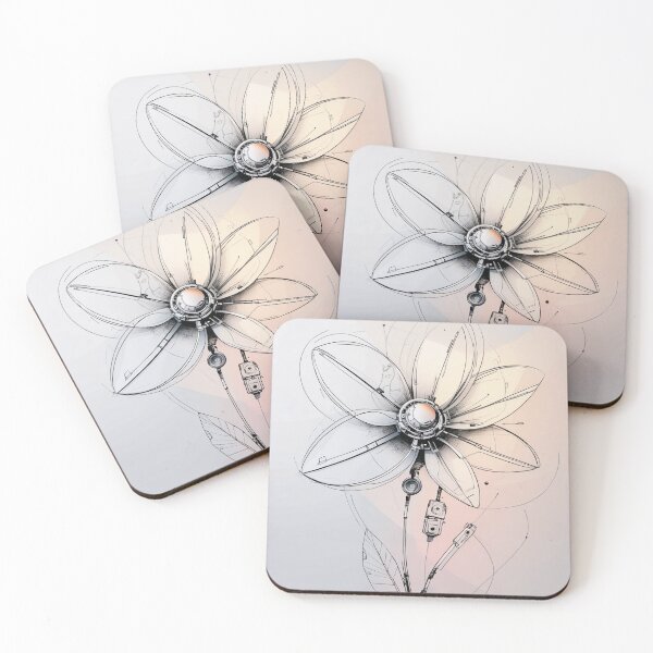 Item preview, Futuristic Tech Flower Illustration – Minimalist Sci-Fi Floral Design designed and sold by NatashaSokolova.