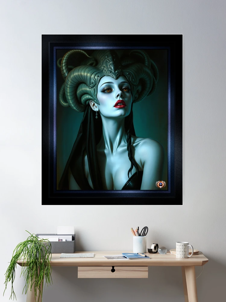 The Enigmatic Portrait of the Majestic Telayia of Sentoya Prime Captivating AI Concept Art by Xzendor7 Room Decor Decor Poster Art Print